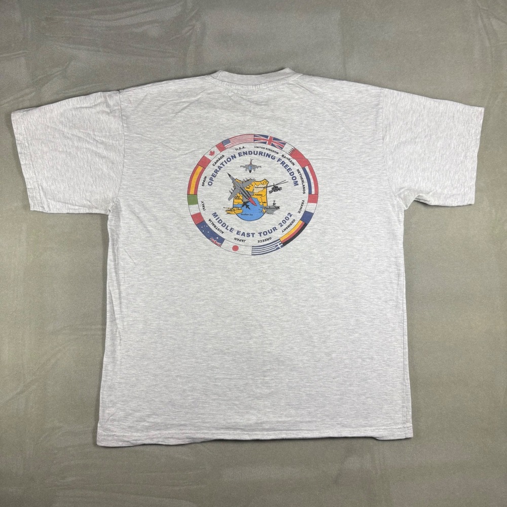 Vintage 2002 Operation Enduring Freedom Middle East Tour T-Shirt‎ Gray Foxbat XL